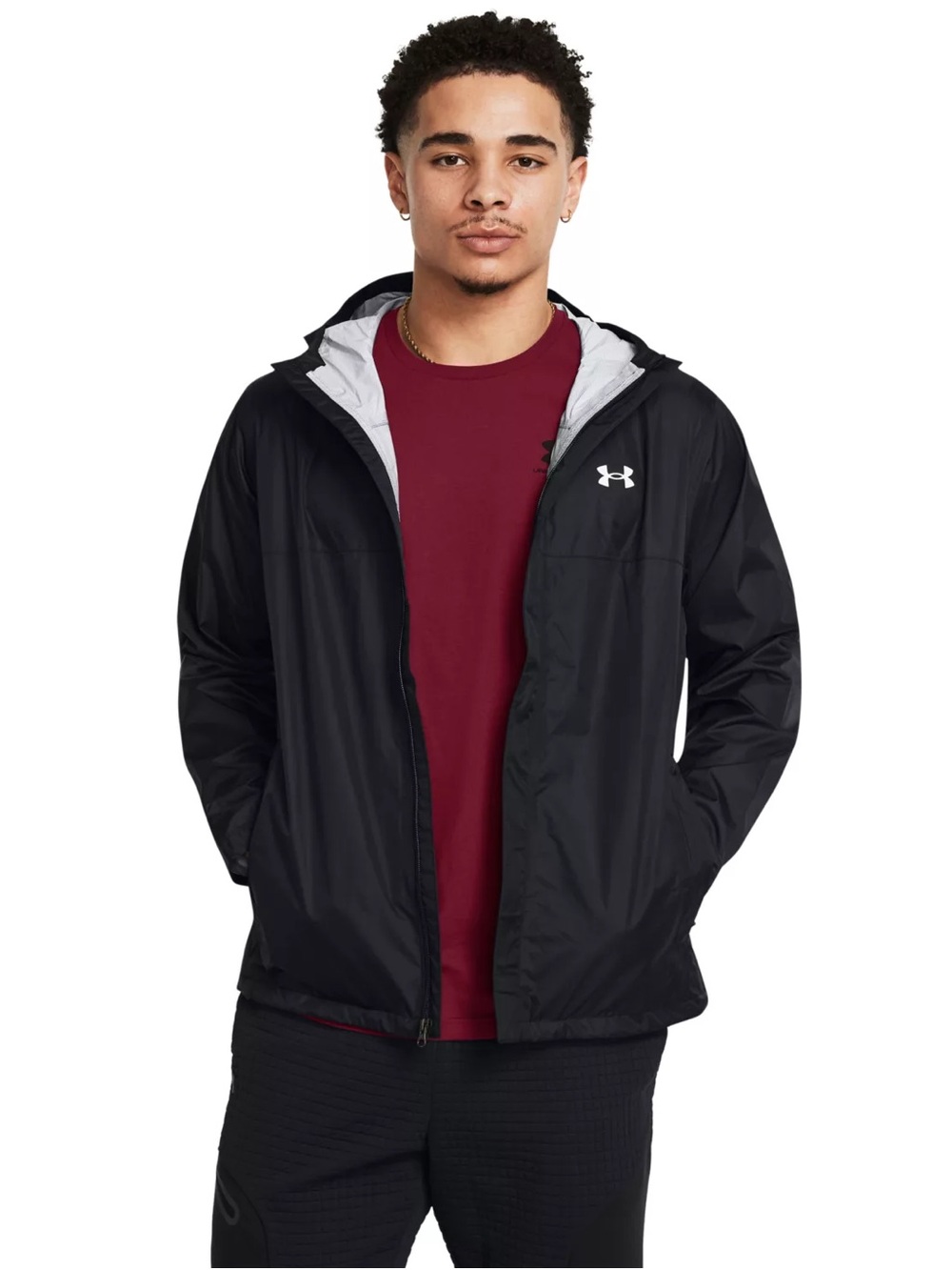 Under Armour Men's Black Stormproof Rain Jacket EUC